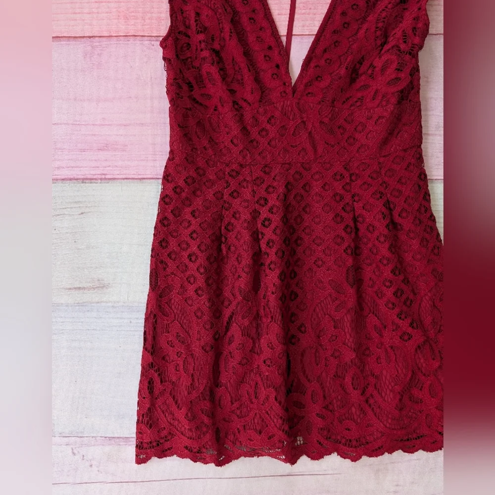 Free People Burgundy One Million Lovers Lace Mini Dress‎ 12 Party Night Out